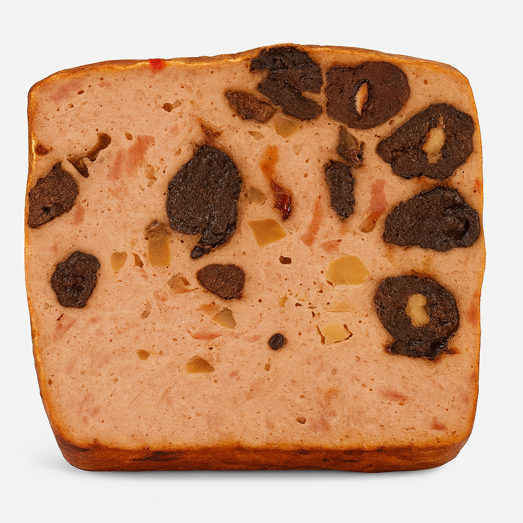 Pastel de carne ciruela piña tocineta