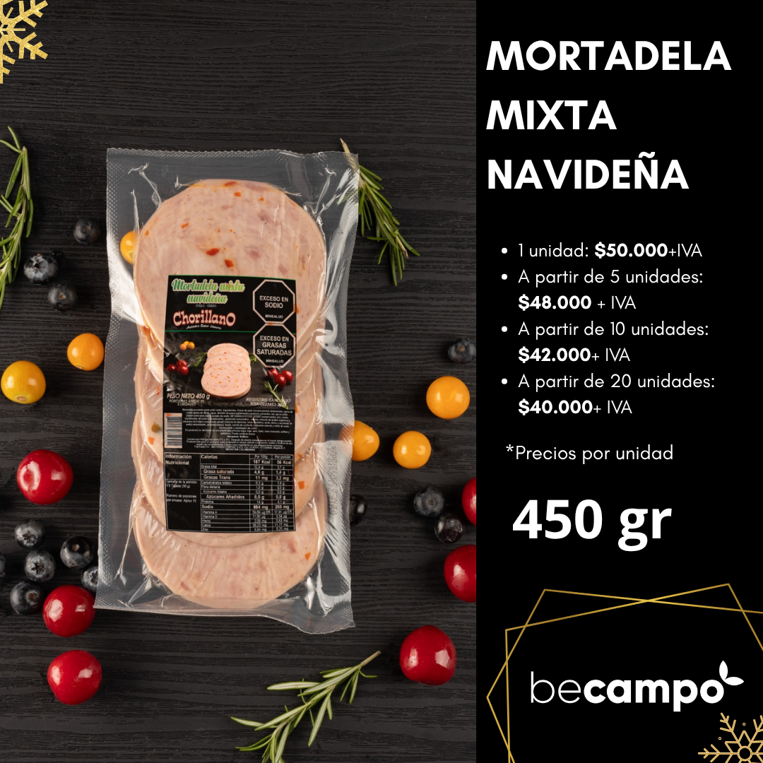 Mortadela mixta navideña x 450 gr