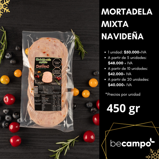 Mortadela mixta navideña x 450 gr