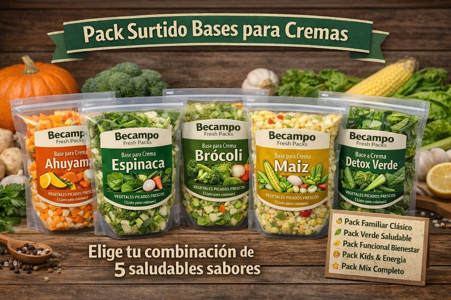 Pack Surtido Bases para Cremas – Becampo Fresh Packs
